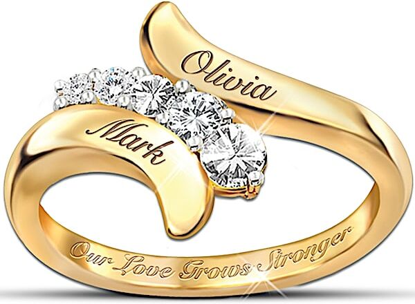 The Bradford Exchange Our Love Grows Stronger Personalized Journey Ring: Romantic Jewelry For Her - Personalized Jewelry