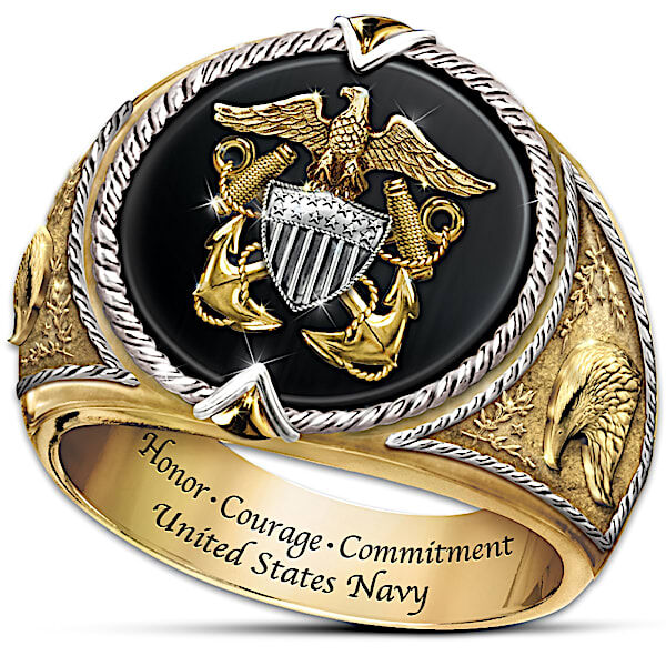 The Bradford Exchange Ring: Honor, Courage And Commitment U.S. Navy Tribute Ring