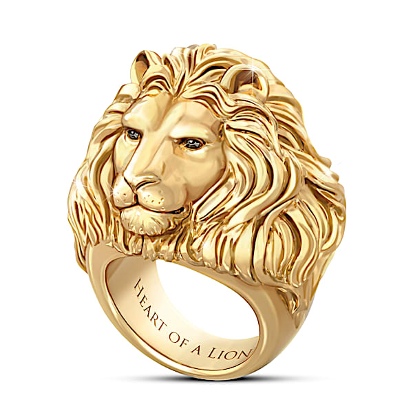 The Bradford Exchange Heart Of A Lion 24K Gold-Plated Men's Ring