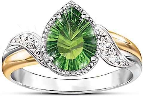 The Bradford Exchange Radiant Treasure Green Helenite And Diamond Ring