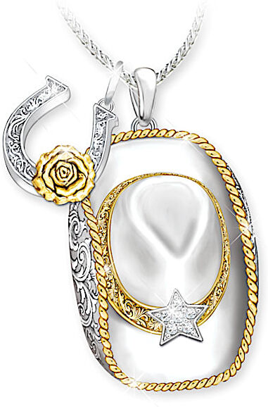 The Bradford Exchange Country Cowgirl Hat Women's Sterling Silver- & 18K Gold-Plated Pendant Necklace