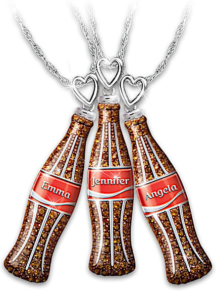 The Bradford Exchange COCA-COLA Bottle Pendant Necklace Adorned With Cola-Colored Crystals And Personalized With A Name - Personalized Jewelry