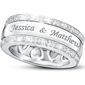 The Bradford Exchange Personalized Name-Engraved Solid Sterling Silver Diamond Ring: Our Forever Love - Personalized Jewelry The Bradford Exchange Personalized Name-Engraved Solid Sterling Silver Diamond Ring: Our Forever Love - Personalized Jewelry