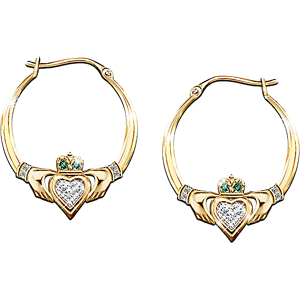 The Bradford Exchange Blessings Of The Emerald Isle Claddagh Earrings The Bradford Exchange Blessings Of The Emerald Isle Claddagh Earrings