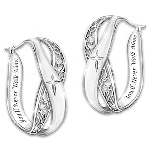 The Bradford Exchange Pure Faith Solid Sterling Silver and Diamond Earrings The Bradford Exchange Pure Faith Solid Sterling Silver and Diamond Earrings