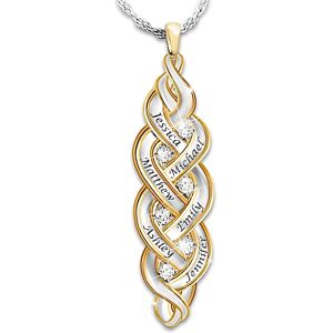 The Bradford Exchange Strength Of Family Personalized Sterling Silver Diamond Pendant Necklace - Personalized Jewelry The Bradford Exchange Strength Of Family Personalized Sterling Silver Diamond Pendant Necklace - Personalized Jewelry