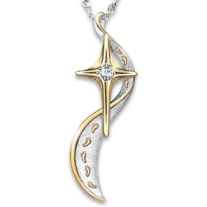 The Bradford Exchange Necklace: Footprints In The Sand Diamond Cross Pendant Necklace The Bradford Exchange Necklace: Footprints In The Sand Diamond Cross Pendant Necklace