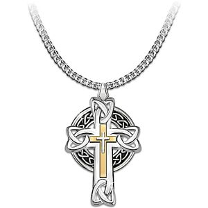 The Bradford Exchange Necklace: Celtic Inspiration Men's Cross Pendant Necklace The Bradford Exchange Necklace: Celtic Inspiration Men's Cross Pendant Necklace