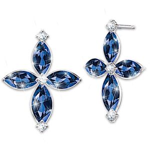 The Bradford Exchange Promise Of Faith Blue Sapphire And Diamond Cross Earrings The Bradford Exchange Promise Of Faith Blue Sapphire And Diamond Cross Earrings