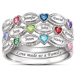The Bradford Exchange My Family, My Love Personalized Sterling Silver Birthstone Ring Set - Personalized Jewelry The Bradford Exchange My Family, My Love Personalized Sterling Silver Birthstone Ring Set - Personalized Jewelry