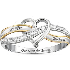 The Bradford Exchange Handcrafted Our Love For Always Personalized Sterling Silver Diamond Ring - Personalized Jewelry The Bradford Exchange Handcrafted Our Love For Always Personalized Sterling Silver Diamond Ring - Personalized Jewelry