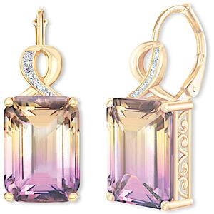 The Bradford Exchange Sunset Oasis 18K Gold-Plated Ametrine And Diamond Earrings The Bradford Exchange Sunset Oasis 18K Gold-Plated Ametrine And Diamond Earrings