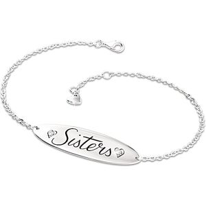 The Bradford Exchange Always My Sister Diamond Silver-Plated Bracelet With Heart Charm The Bradford Exchange Always My Sister Diamond Silver-Plated Bracelet With Heart Charm