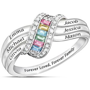 The Bradford Exchange Sterling Silver Forever Family Personalized Birthstone Ring - Personalized Jewelry The Bradford Exchange Sterling Silver Forever Family Personalized Birthstone Ring - Personalized Jewelry