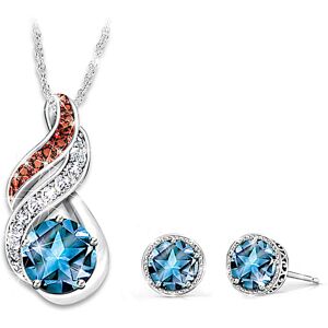 The Bradford Exchange Spirit Of America Jewelry Set With 3 Star-Cut Blue Topaz The Bradford Exchange Spirit Of America Jewelry Set With 3 Star-Cut Blue Topaz