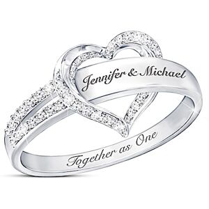 The Bradford Exchange Together As One Women's Heart-Shaped Personalized Diamond Ring - Personalized Jewelry The Bradford Exchange Together As One Women's Heart-Shaped Personalized Diamond Ring - Personalized Jewelry