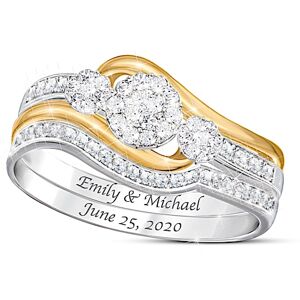 The Bradford Exchange Love's Endless Embrace Women's Personalized Diamond Bridal Ring Set Featuring 18K Gold-Plated Accents - Personalized Jewelry The Bradford Exchange Love's Endless Embrace Women's Personalized Diamond Bridal Ring Set Featuring 18K Gold-Plated Accents - Personalized Jewelry