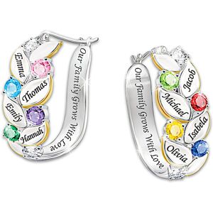 The Bradford Exchange Our Family Of Joy Personalized Crystal Birthstone Earrings Featuring 18K Gold-Plated Accents - Personalized Jewelry The Bradford Exchange Our Family Of Joy Personalized Crystal Birthstone Earrings Featuring 18K Gold-Plated Accents - Personalized Jewelry