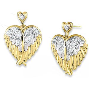 The Bradford Exchange Guardian Angel Wing Earrings With Crystals And Diamonds The Bradford Exchange Guardian Angel Wing Earrings With Crystals And Diamonds