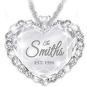 The Bradford Exchange Established In Love Personalized Sterling-Silver Plated Pendant Necklace Featuring A Faceted Crystal Heart Adorned With Over 2 D The Bradford Exchange Established In Love Personalized Sterling-Silver Plated Pendant Necklace Featuring A Faceted Crystal Heart Adorned With Over 2 D