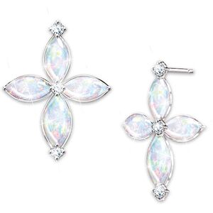 The Bradford Exchange The Holy Trinity Australian Opal And Diamond Earrings The Bradford Exchange The Holy Trinity Australian Opal And Diamond Earrings