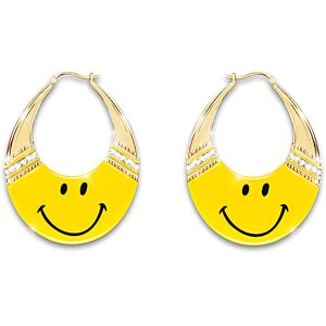 The Bradford Exchange Smile Hoop Earrings With Crystals The Bradford Exchange Smile Hoop Earrings With Crystals