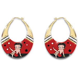 The Bradford Exchange Betty Boop Screen Star Hoop Earrings With Crystals The Bradford Exchange Betty Boop Screen Star Hoop Earrings With Crystals