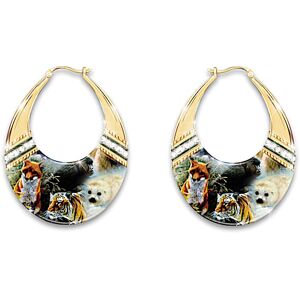 The Bradford Exchange Protect The Wild Hoop Earrings With Crystals The Bradford Exchange Protect The Wild Hoop Earrings With Crystals