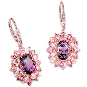 The Bradford Exchange 18K Rose Gold-Plated Earrings With Over 4 Carats Of Amethyst The Bradford Exchange 18K Rose Gold-Plated Earrings With Over 4 Carats Of Amethyst
