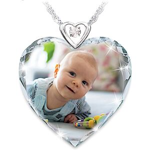 The Bradford Exchange Picture Perfect Women's Personalized Photo Upload Diamond Pendant Necklace Featuring A Heart-Shaped Faceted Crystal & Diamond Ac The Bradford Exchange Picture Perfect Women's Personalized Photo Upload Diamond Pendant Necklace Featuring A Heart-Shaped Faceted Crystal & Diamond Ac