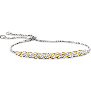 The Bradford Exchange For All That You Are Sterling Silver Plated Personalized Daughter Bolo Bracelet With 18K Gold-Plated Accents & Adorned With Hear The Bradford Exchange For All That You Are Sterling Silver Plated Personalized Daughter Bolo Bracelet With 18K Gold-Plated Accents & Adorned With Hear