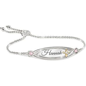 The Bradford Exchange Personalized bolo bracelet featuring a diamond and crystals. Personalized jewelry with a cross is a gift for granddaughters! - P The Bradford Exchange Personalized bolo bracelet featuring a diamond and crystals. Personalized jewelry with a cross is a gift for granddaughters! - P