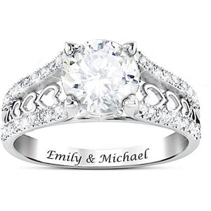 The Bradford Exchange One Love Women's Personalized 10K White Gold White Topaz Ring By Designer Alfred Durante Featuring Heart-Shaped Accents - Person The Bradford Exchange One Love Women's Personalized 10K White Gold White Topaz Ring By Designer Alfred Durante Featuring Heart-Shaped Accents - Person