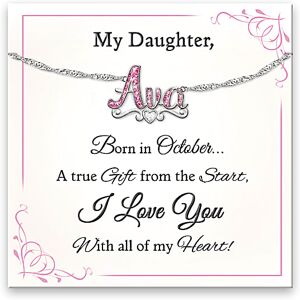 The Bradford Exchange I Love You, My Daughter Sterling Silver Plated Name Necklace Adorned With Up To 60 Crystal Birthstones And Personalized With You The Bradford Exchange I Love You, My Daughter Sterling Silver Plated Name Necklace Adorned With Up To 60 Crystal Birthstones And Personalized With You