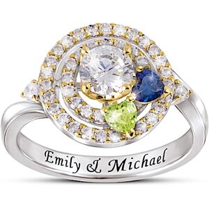 The Bradford Exchange Love Brings Us Together Sterling Silver Ring With 18K Gold-Plated Accents Personalized With 2 Names And 2 Rotating Heart-Shaped The Bradford Exchange Love Brings Us Together Sterling Silver Ring With 18K Gold-Plated Accents Personalized With 2 Names And 2 Rotating Heart-Shaped