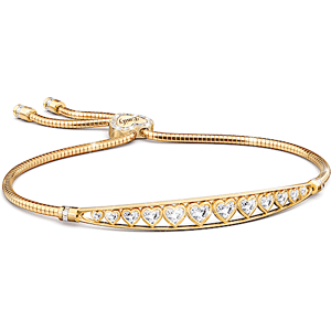 The Bradford Exchange Always My Daughter 18K Gold-Plated Bolo-Style Bracelet Featuring 12 White Topaz Gems In Heart-Shaped Settings & Personalized Wit The Bradford Exchange Always My Daughter 18K Gold-Plated Bolo-Style Bracelet Featuring 12 White Topaz Gems In Heart-Shaped Settings & Personalized Wit
