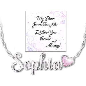 The Bradford Exchange Personalized Platinum-Plated Necklace That Spells Out Your Granddaughter's Name In Sculpted Script With A Hand-Enameled Charm - The Bradford Exchange Personalized Platinum-Plated Necklace That Spells Out Your Granddaughter's Name In Sculpted Script With A Hand-Enameled Charm -