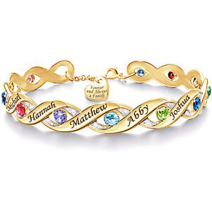 The Bradford Exchange Forever And Always 18K Gold-Plated Link Bracelet Featuring A Wave-Shaped Design Personalized With Up To 12 Crystal Birthstones A The Bradford Exchange Forever And Always 18K Gold-Plated Link Bracelet Featuring A Wave-Shaped Design Personalized With Up To 12 Crystal Birthstones A