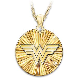 The Bradford Exchange Wonder Woman 18K Gold-Plated Medallion Necklace With Diamond The Bradford Exchange Wonder Woman 18K Gold-Plated Medallion Necklace With Diamond