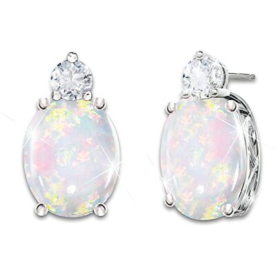 The Bradford Exchange Shimmering Elegance Australian Opal And Diamond Earrings The Bradford Exchange Shimmering Elegance Australian Opal And Diamond Earrings