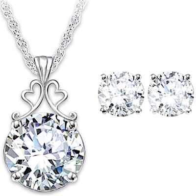 The Bradford Exchange Diamonesk Bridal Earrings And Personalized Pendant Set - Personalized Jewelry The Bradford Exchange Diamonesk Bridal Earrings And Personalized Pendant Set - Personalized Jewelry
