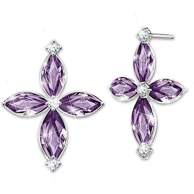 The Bradford Exchange Holy Trinity Amethyst And Diamond Earrings The Bradford Exchange Holy Trinity Amethyst And Diamond Earrings