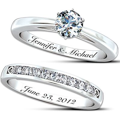 The Bradford Exchange Personalized Women's Diamond Bridal Ring Set: Our Forever Love - Personalized Jewelry The Bradford Exchange Personalized Women's Diamond Bridal Ring Set: Our Forever Love - Personalized Jewelry