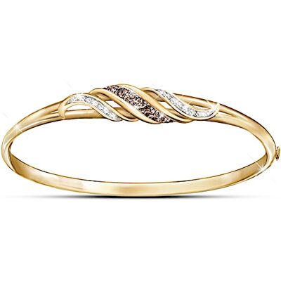 The Bradford Exchange Sweet Decadence Mocha And White Diamond 18K Gold-Plated Bracelet The Bradford Exchange Sweet Decadence Mocha And White Diamond 18K Gold-Plated Bracelet