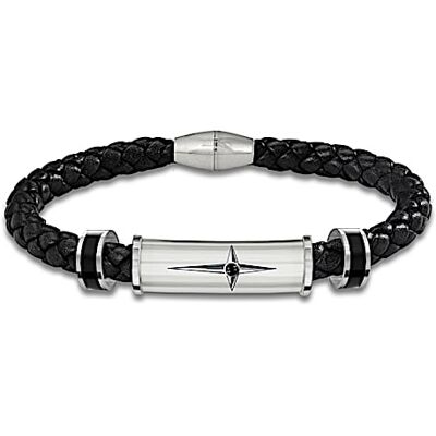 The Bradford Exchange Bracelet: Protection And Strength For My Grandson Men's Leather And Steel Bracelet - Graduation Gift Ideas The Bradford Exchange Bracelet: Protection And Strength For My Grandson Men's Leather And Steel Bracelet - Graduation Gift Ideas