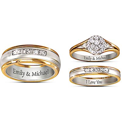 The Bradford Exchange Together Forever His & Hers Personalized Set Of Diamond Wedding Rings - Personalized Jewelry The Bradford Exchange Together Forever His & Hers Personalized Set Of Diamond Wedding Rings - Personalized Jewelry