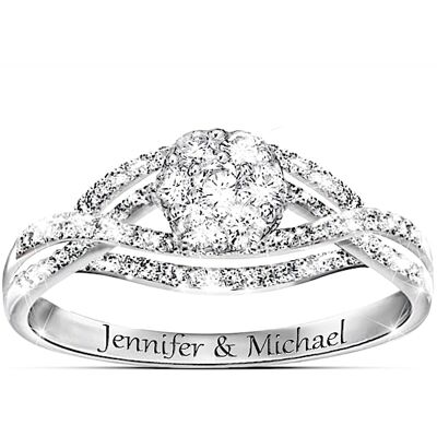 The Bradford Exchange Bouquet Of Love Personalized Ring With White Sapphire And White Topaz - Personalized Jewelry The Bradford Exchange Bouquet Of Love Personalized Ring With White Sapphire And White Topaz - Personalized Jewelry