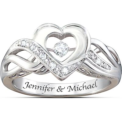 The Bradford Exchange Dance Of Love Personalized Women's Open Heart Diamond Ring - Personalized Jewelry The Bradford Exchange Dance Of Love Personalized Women's Open Heart Diamond Ring - Personalized Jewelry