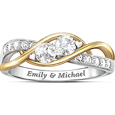 The Bradford Exchange The Two Of Us Personalized Sterling Silver White Topaz Ring - Personalized Jewelry The Bradford Exchange The Two Of Us Personalized Sterling Silver White Topaz Ring - Personalized Jewelry