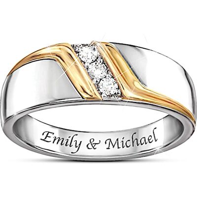 The Bradford Exchange Enduring Love Personalized Men's Sterling Silver Diamond Ring - Personalized Jewelry The Bradford Exchange Enduring Love Personalized Men's Sterling Silver Diamond Ring - Personalized Jewelry